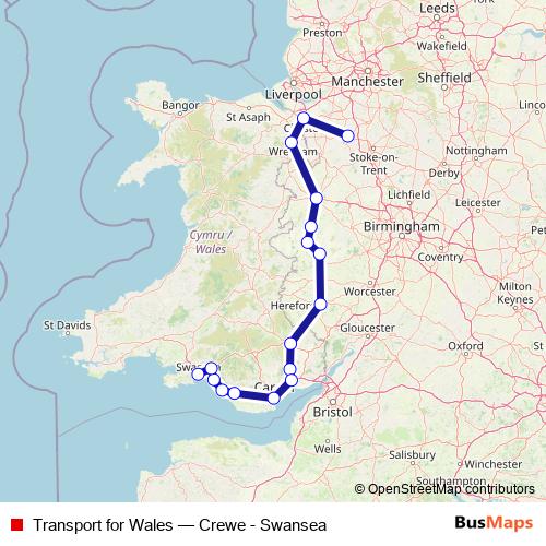 Transport for Wales rail Line Map