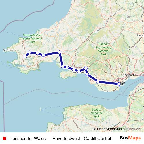 Transport for Wales rail Line Map