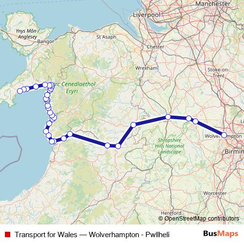 Transport for Wales rail Line Map