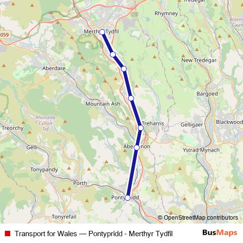 Transport for Wales rail Line Map