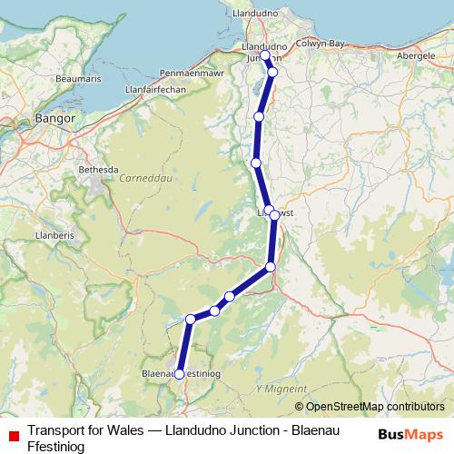 Transport for Wales rail Line Map