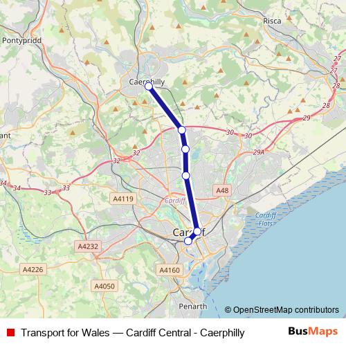 Transport for Wales rail Line Map