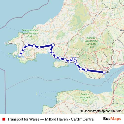 Transport for Wales rail Line Map