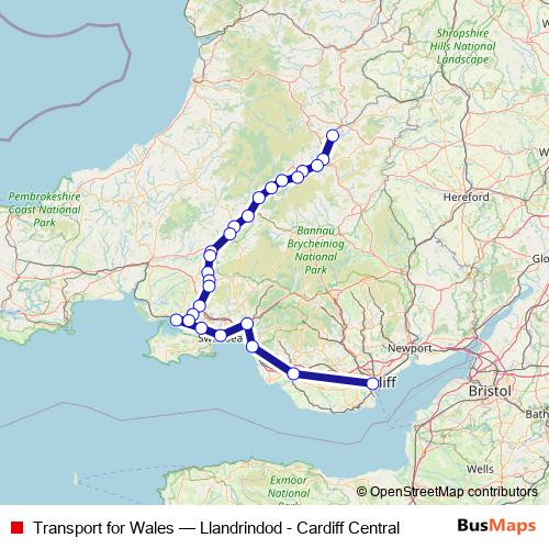 Transport for Wales rail Line Map