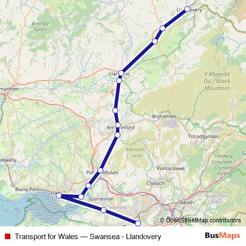 Transport for Wales rail Line Map