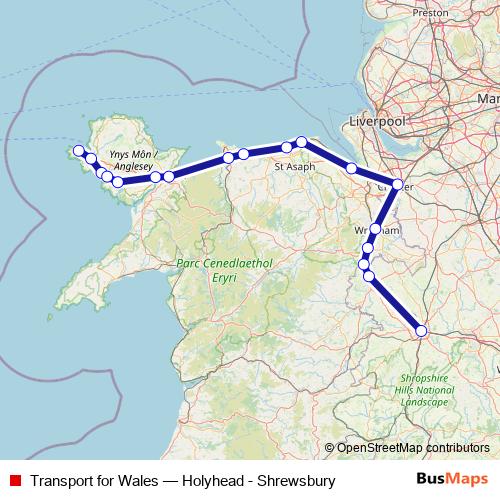 Transport for Wales rail Line Map