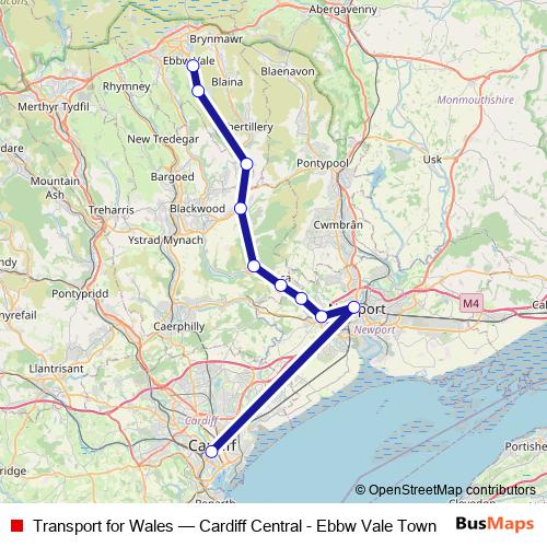Transport for Wales rail Line Map