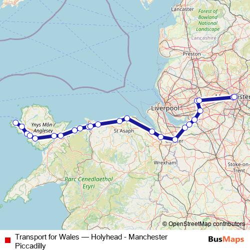 Transport for Wales rail Line Map