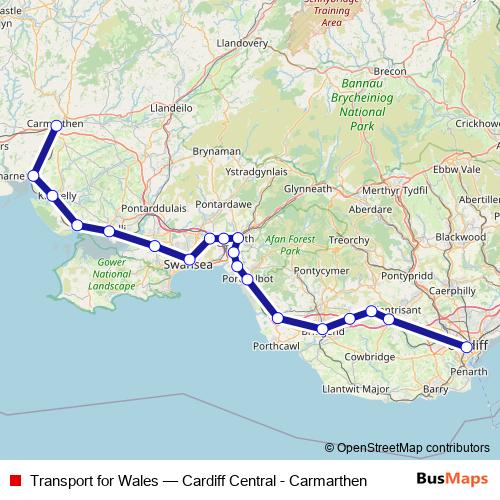 Transport for Wales rail Line Map