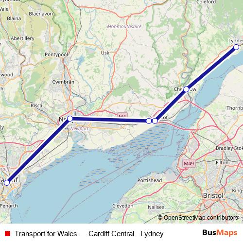 Transport for Wales rail Line Map