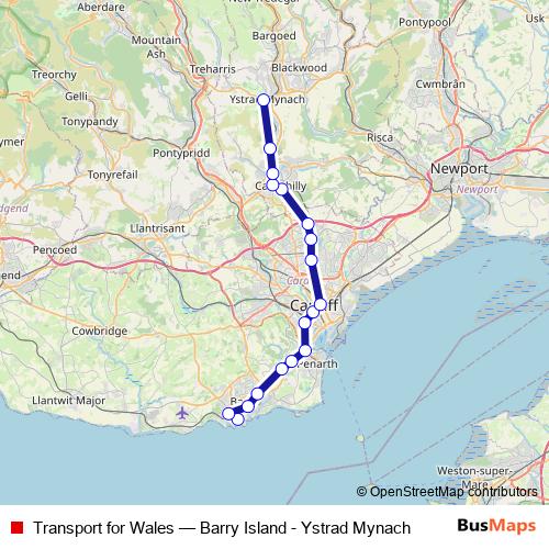 Transport for Wales rail Line Map