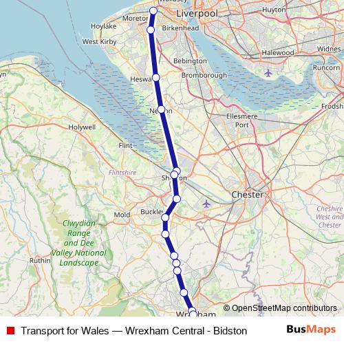 Transport for Wales rail Line Map