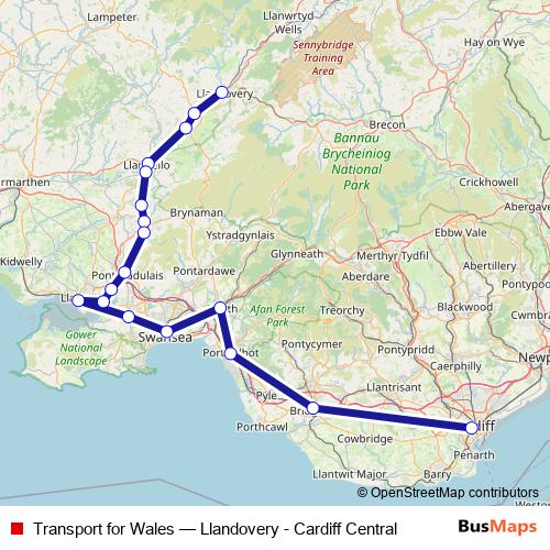 Transport for Wales rail Line Map