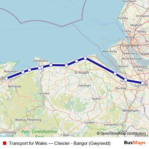 Transport for Wales rail Line Map