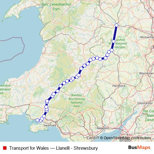 Transport for Wales rail Line Map