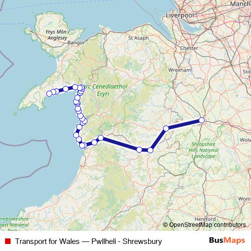 Transport for Wales rail Line Map