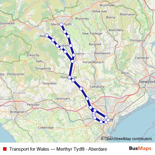 Transport for Wales rail Line Map