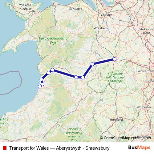 Transport for Wales rail Line Map