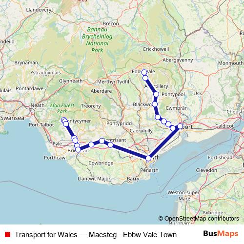 Transport for Wales rail Line Map