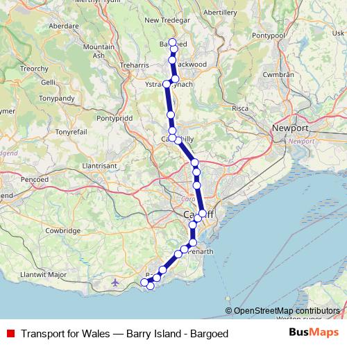 Transport for Wales rail Line Map