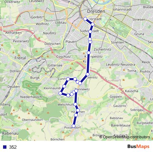 352 bus Line Map