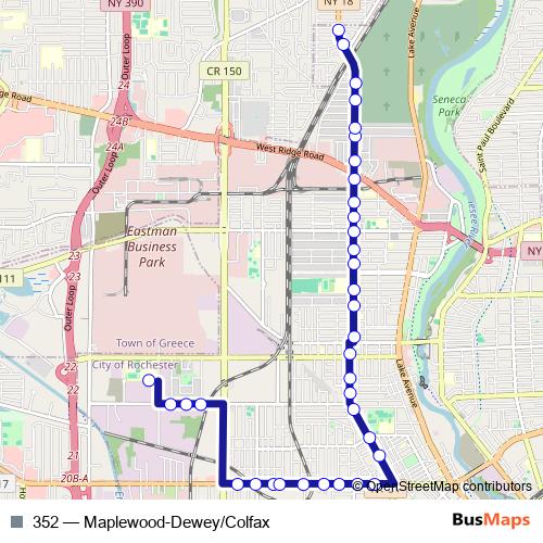 352 bus Line Map