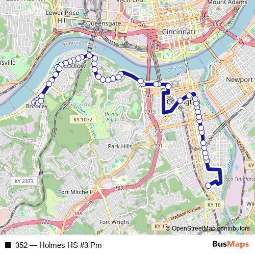 352 bus Line Map