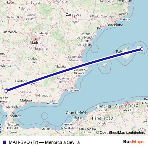 MAH-SVQ (Fr) air Line Map