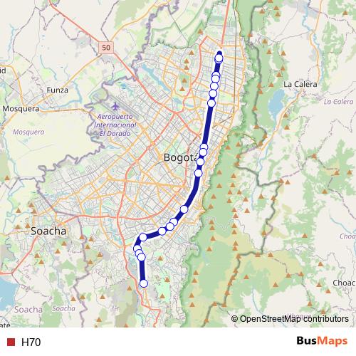 H70 bus Line Map