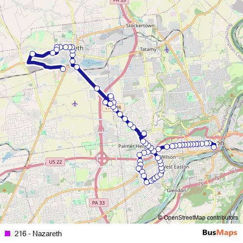 216 - Nazareth bus Line Map