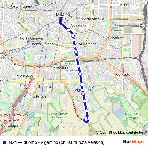 N24 bus Line Map