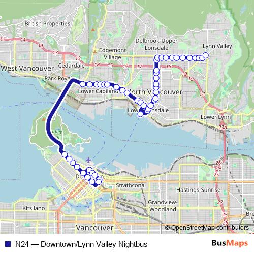N24 bus Line Map