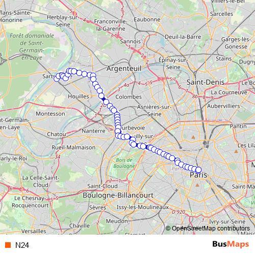 N24 bus Line Map