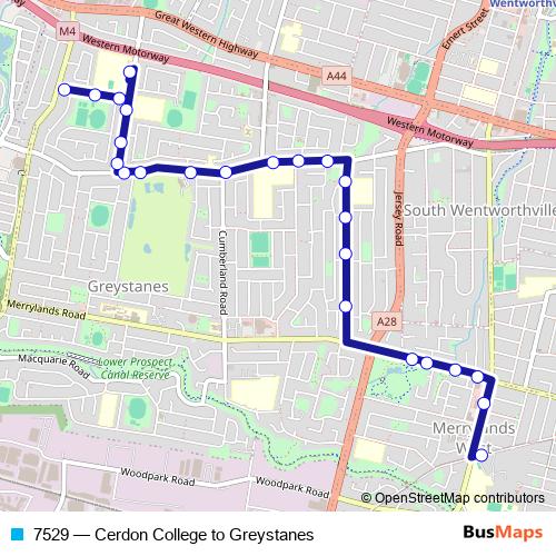 7529 bus Line Map