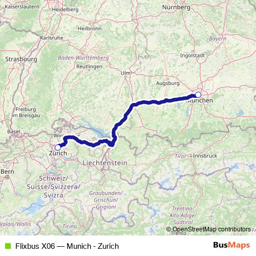 Flixbus X06 bus Line Map