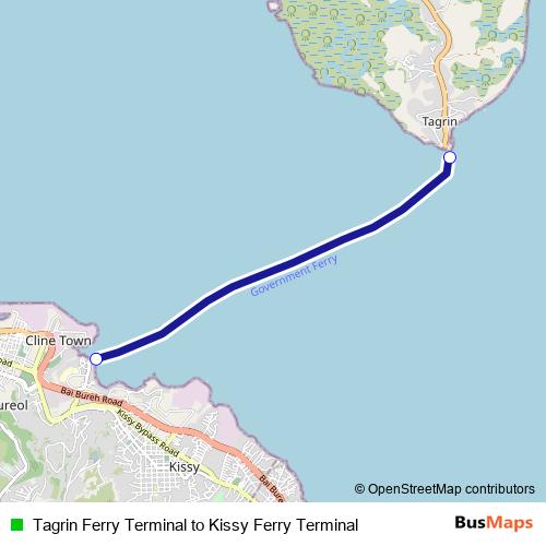 Tagrin Ferry Terminal to Kissy Ferry Terminal ferry Line Map