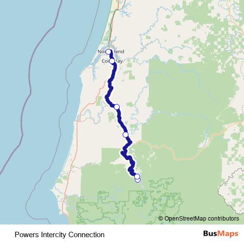 Powers Intercity Connection bus Line Map