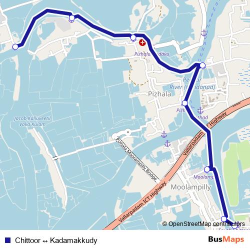 Chittoor ↔ Kadamakkudy ferry Line Map