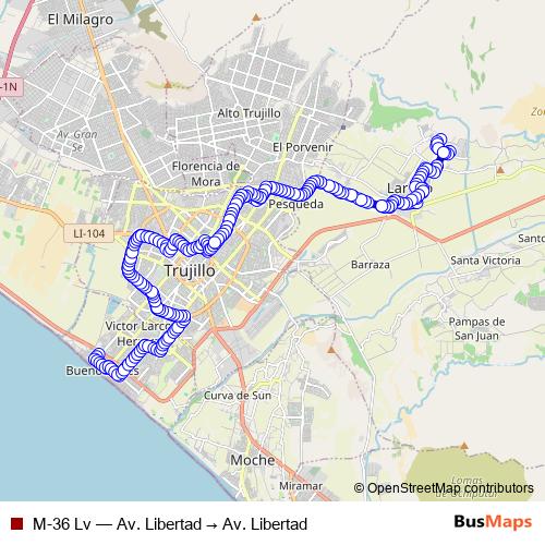 M-36 Lv bus Line Map