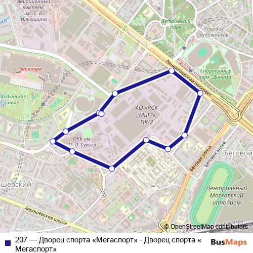 207 bus Line Map