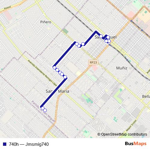 740h bus Line Map