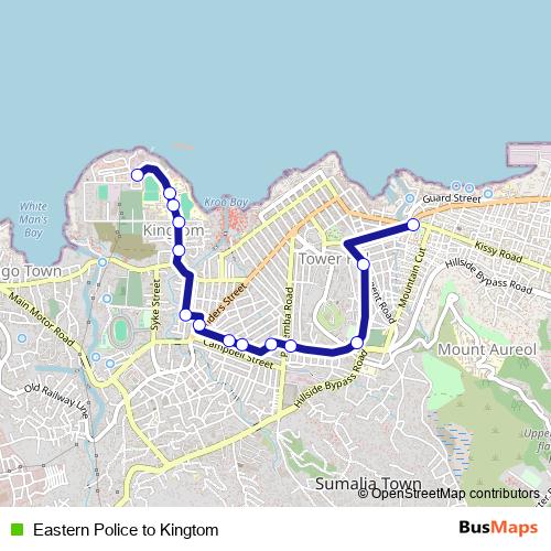 Eastern Police to Kingtom bus Line Map