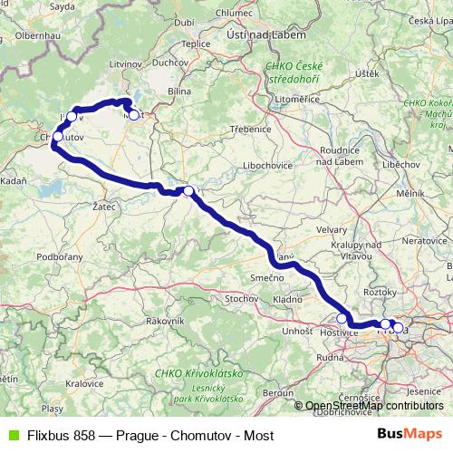 Flixbus 858 bus Line Map
