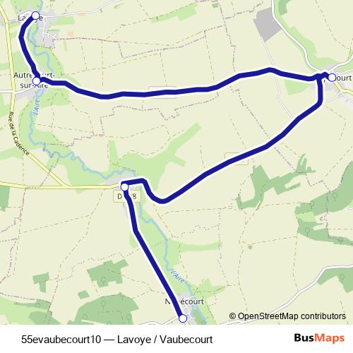 55evaubecourt10 bus Line Map