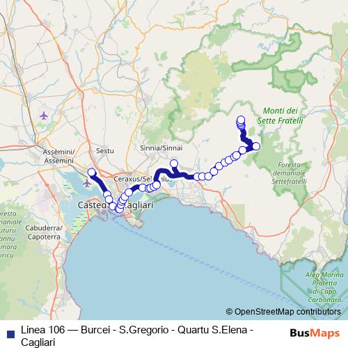 Linea 106 bus Line Map