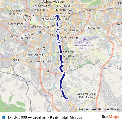 Tx KRK 008 bus Line Map
