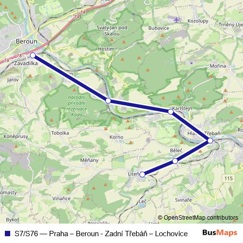 S7/S76 rail Line Map