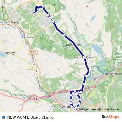 NEW W674 E Blue 3 Closing bus Line Map