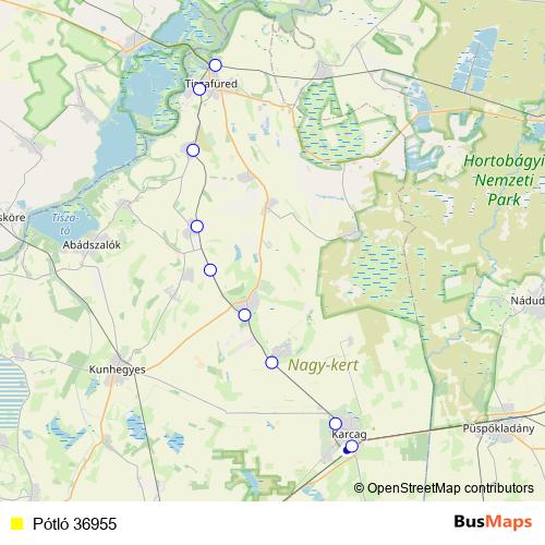 Pótló 36955 bus Line Map