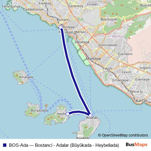 BOS-Ada ferry Line Map
